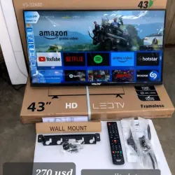 Televisor 43 pulgadas con cajita interna y soporte