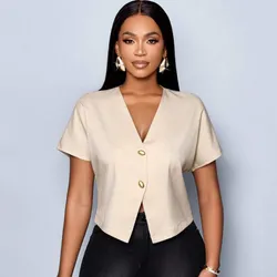 Blusa beige botones dorados 