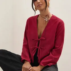 Blusa mangas largas roja 