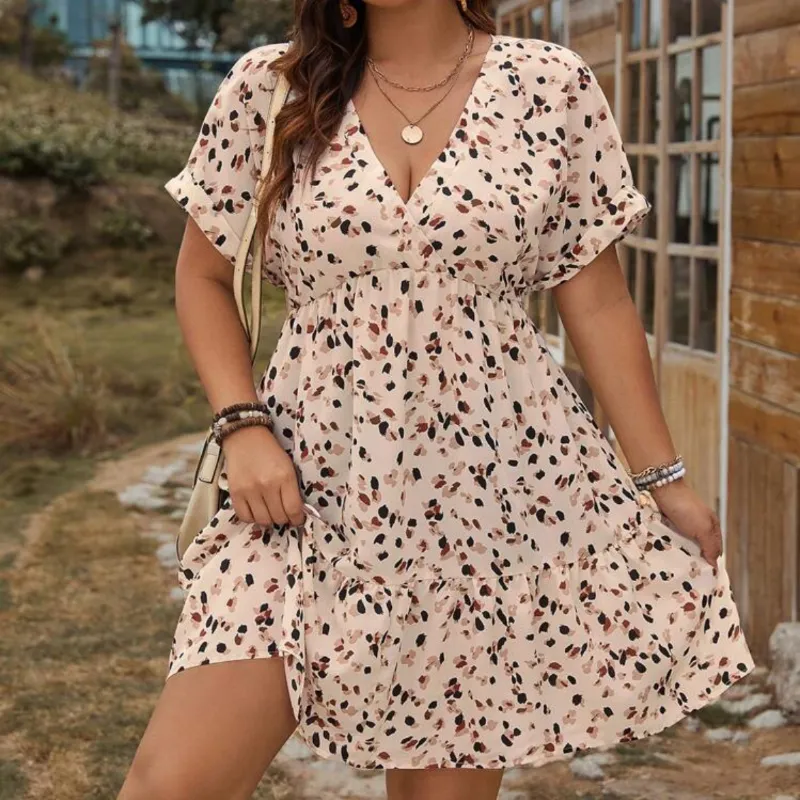 Vestido crema con chispitas Curvy 