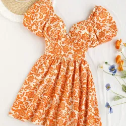 Vestido naranja y blanco 