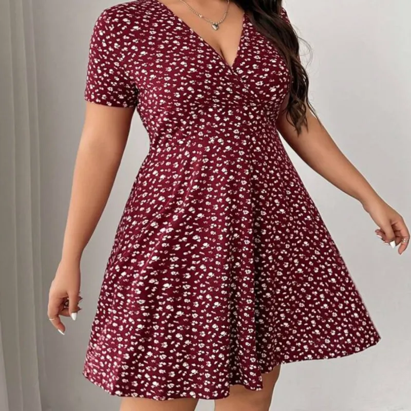 Vestido rojo con florecitas Curvy 