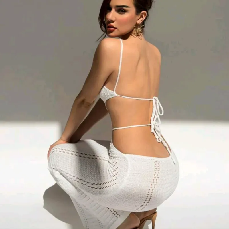 Aloruh Vestido de punto/ Blanco