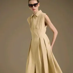 Atelier Pleated Shirt-Dress