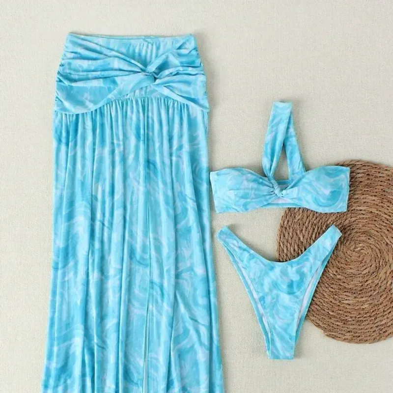 Bikini con efecto tie-dye/Azul