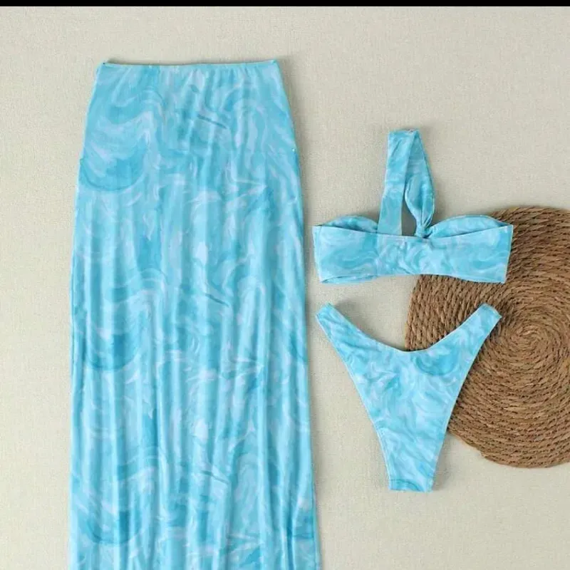 Bikini con efecto tie-dye/Azul