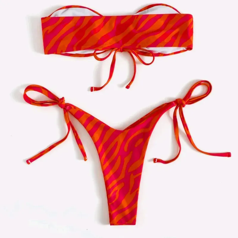 Bikini con rayas de cebra/Rojo