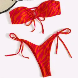 Bikini con rayas de cebra/Rojo