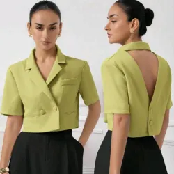 Blusa Blazer Crop Pistacho