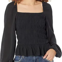 Blusa Casual con volantes/Negro