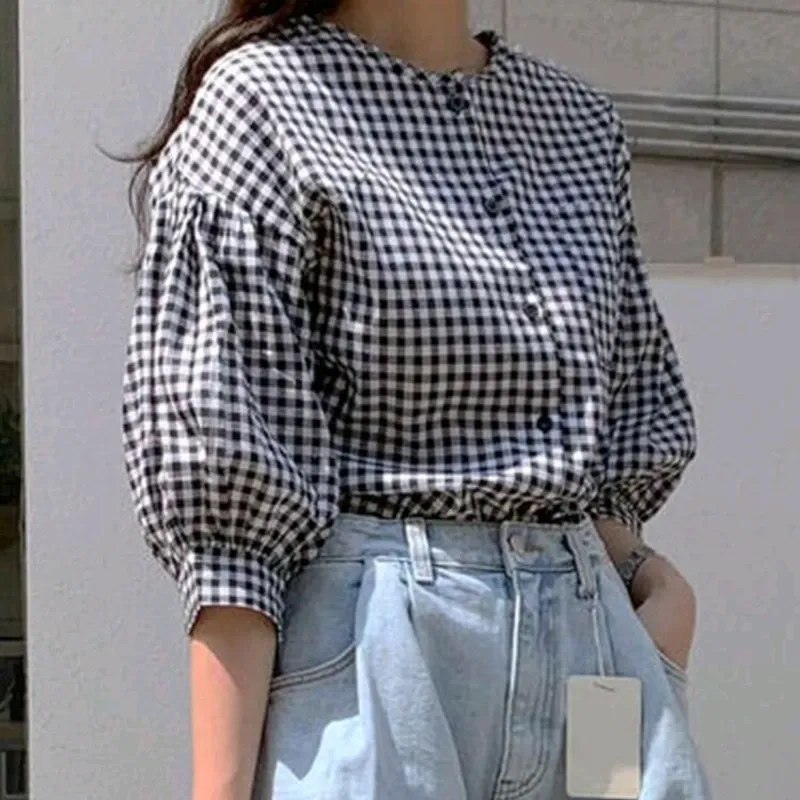 Blusa Manga Globo "Vichy Classic"