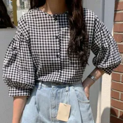 Blusa Manga Globo "Vichy Classic"