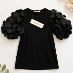 Blusa mangas volumen/ Negro