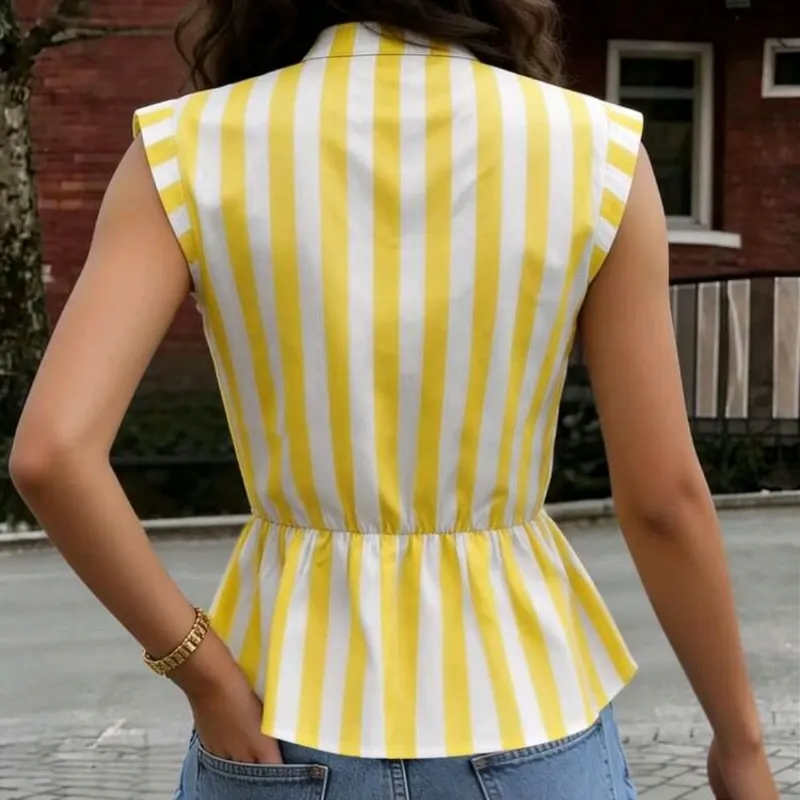 Blusa Peplum Rayas Amarillas