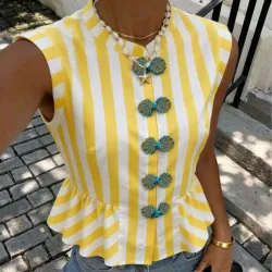Blusa Peplum Rayas Amarillas