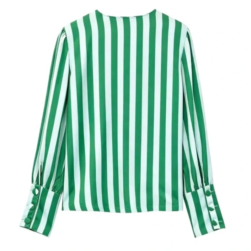 Blusa Rayas Verde y Blanco