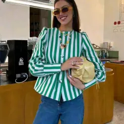 Blusa Rayas Verde y Blanco