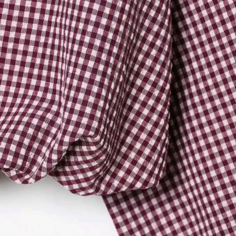 Blusa Vichy Vinotinto Crop