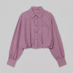 Blusa Vichy Vinotinto Crop