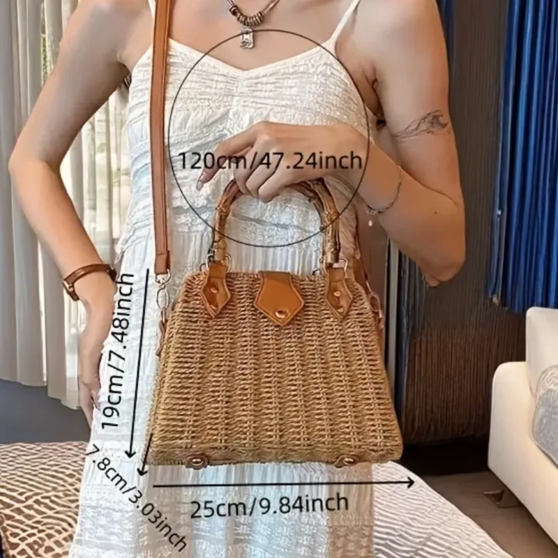 Bolso Crossbody de Rafia "Tulum Bamboo"