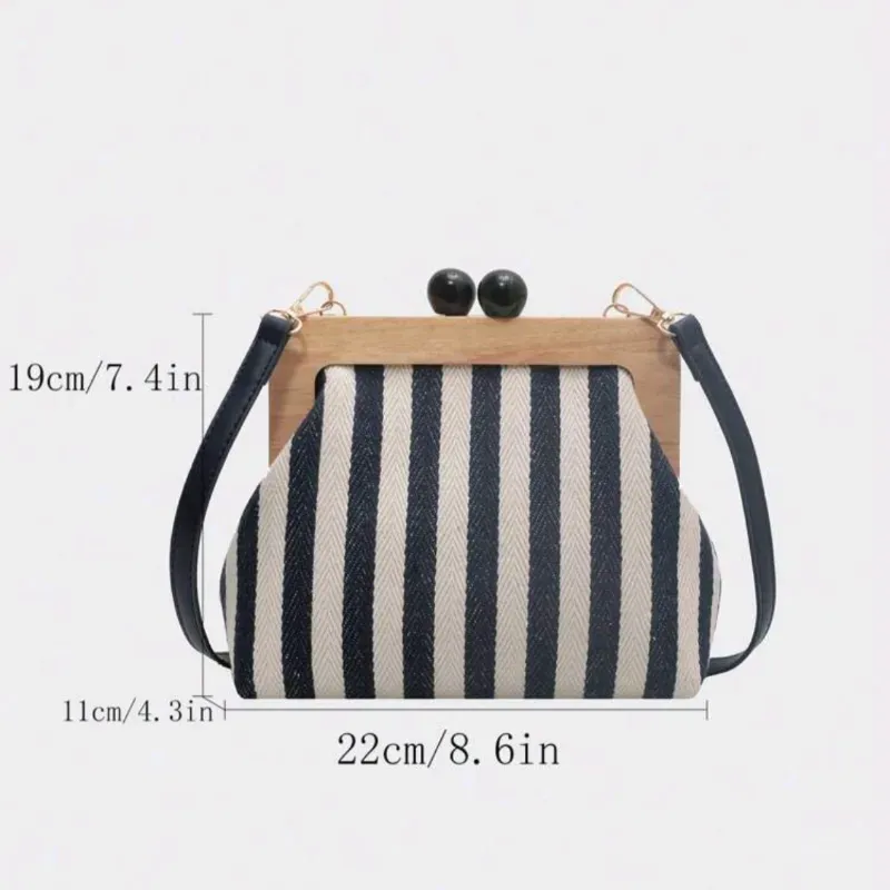 Bolso cruzado a rayas/Blanco y azul