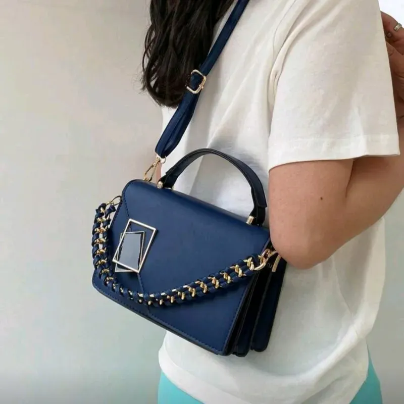 Bolso de hombro con solapa/Azul