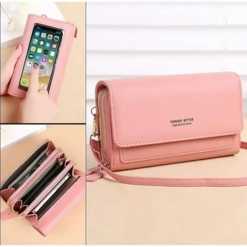 Bolso de mano con asa y porta móvil 