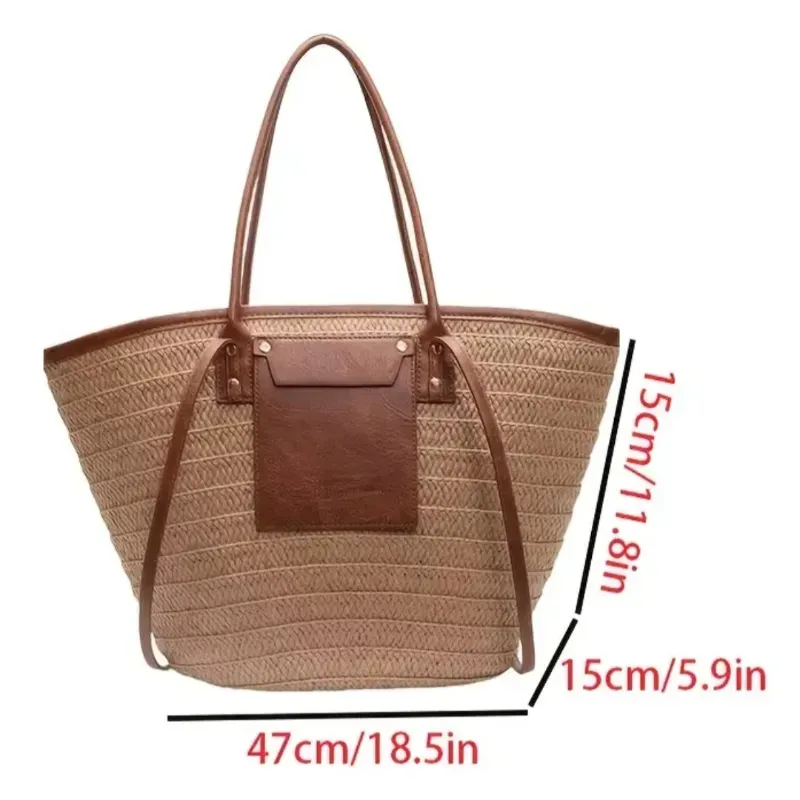 Bolso tote rafia/ Beige y carmelita