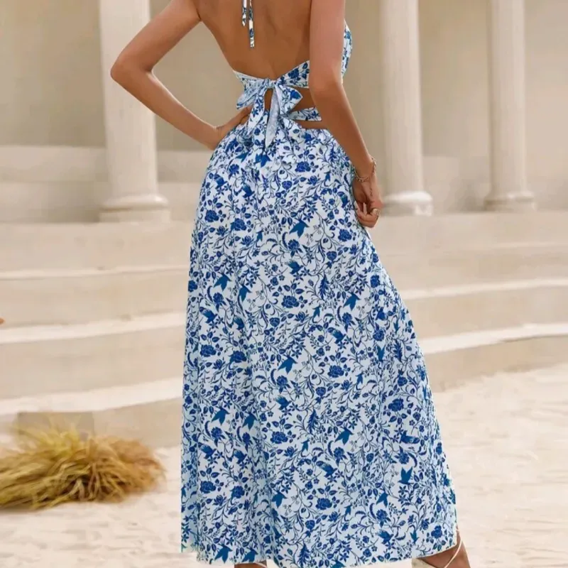 Breezaya Vestido largo/Azul y blanco