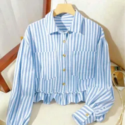 Camisa Crop Rayas Volante