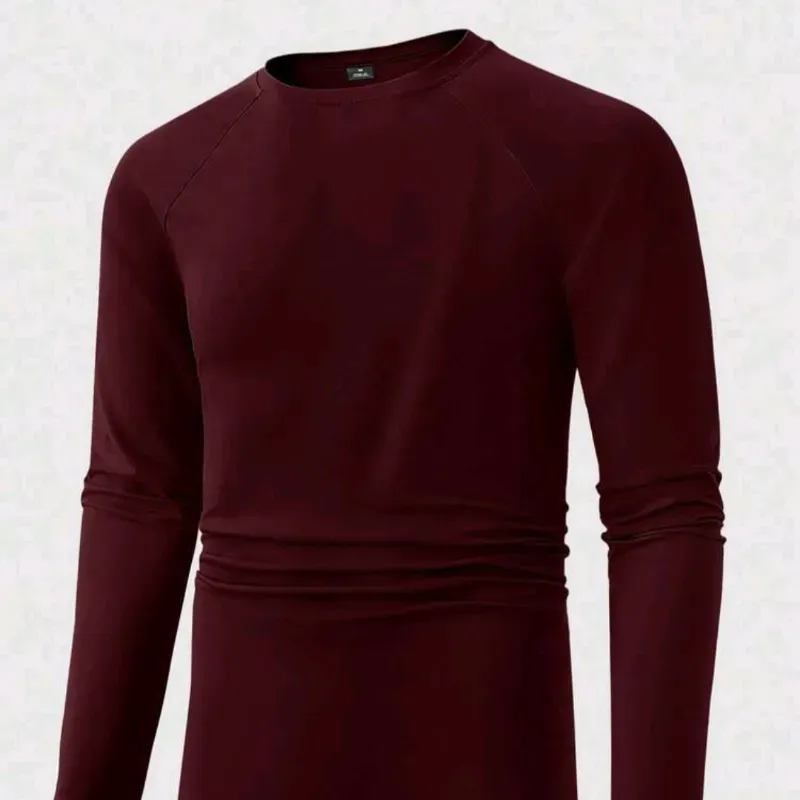 Camiseta casual de manga larga/Burdeos