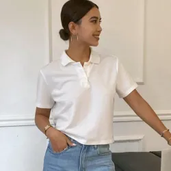 Camiseta Polo de punto/ Blanco