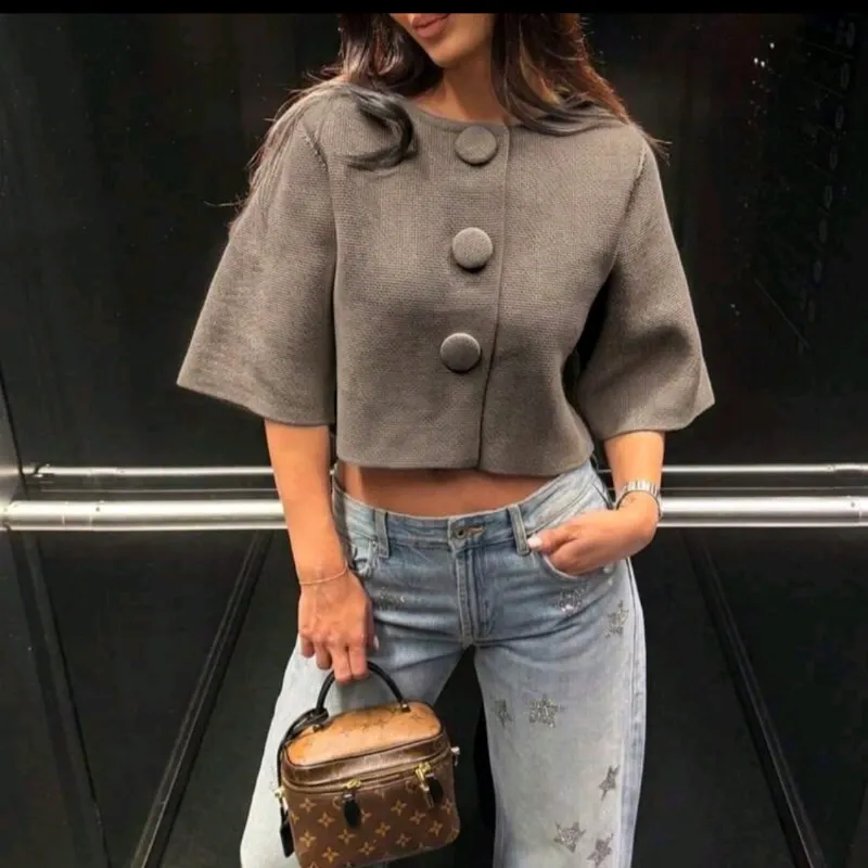 Cárdigan estilo Manteau /Mocha moteado