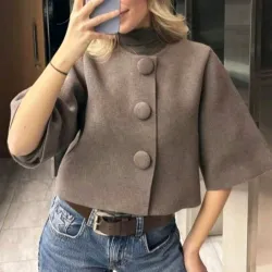 Cárdigan estilo Manteau /Mocha moteado