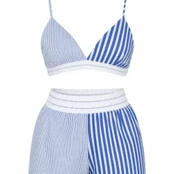 Conjunto Short y Crop Bralette a Rayas 