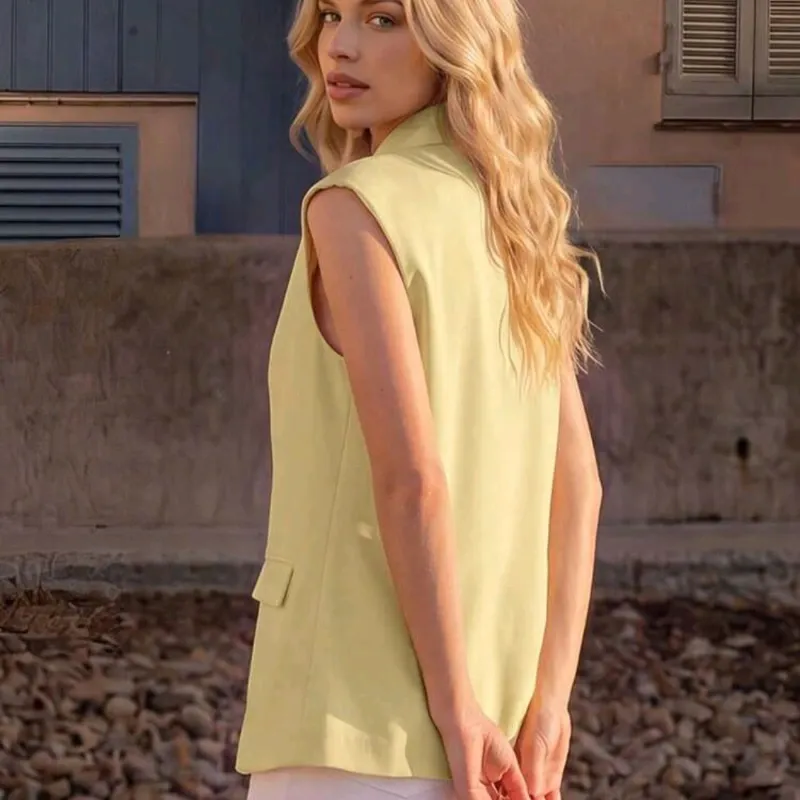 Chaleco Blazer Amarillo Pastel