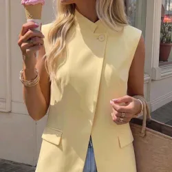 Chaleco Blazer Amarillo Pastel