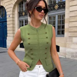 Chaleco Top Tejido Estilo Militar