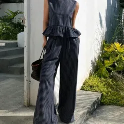 Conjunto casual con volantes/ Azul