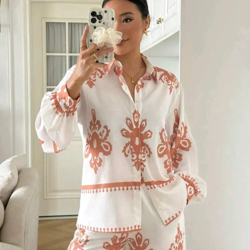 Conjunto estampado manga farol