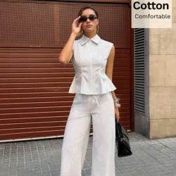 Conjunto Rayas Peplum y Pantalón