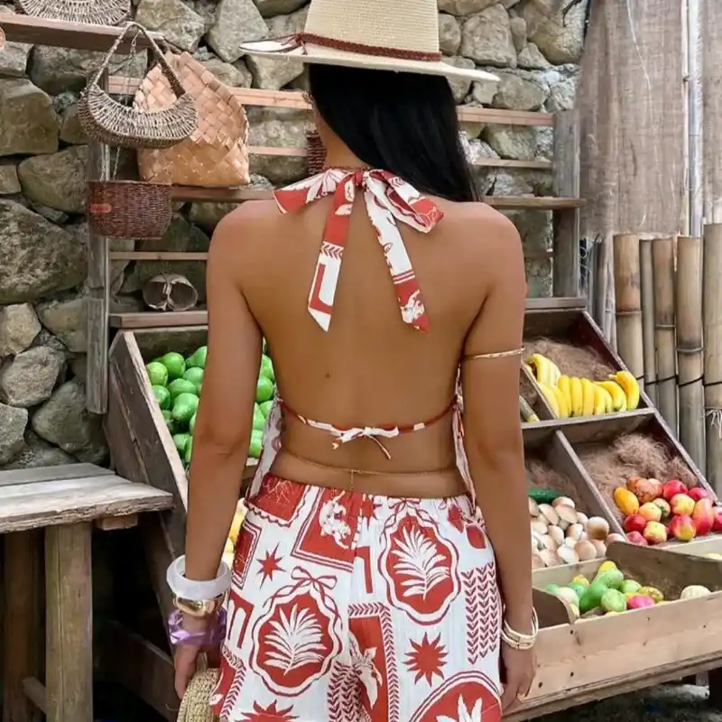 Conjunto top sin espalda/ Naranja