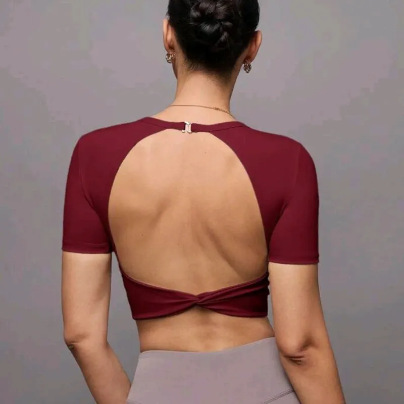 Crop Top Activine "Open Back"/Burdeos