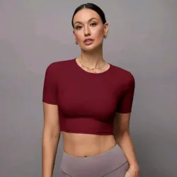 Crop Top Activine "Open Back"/Burdeos