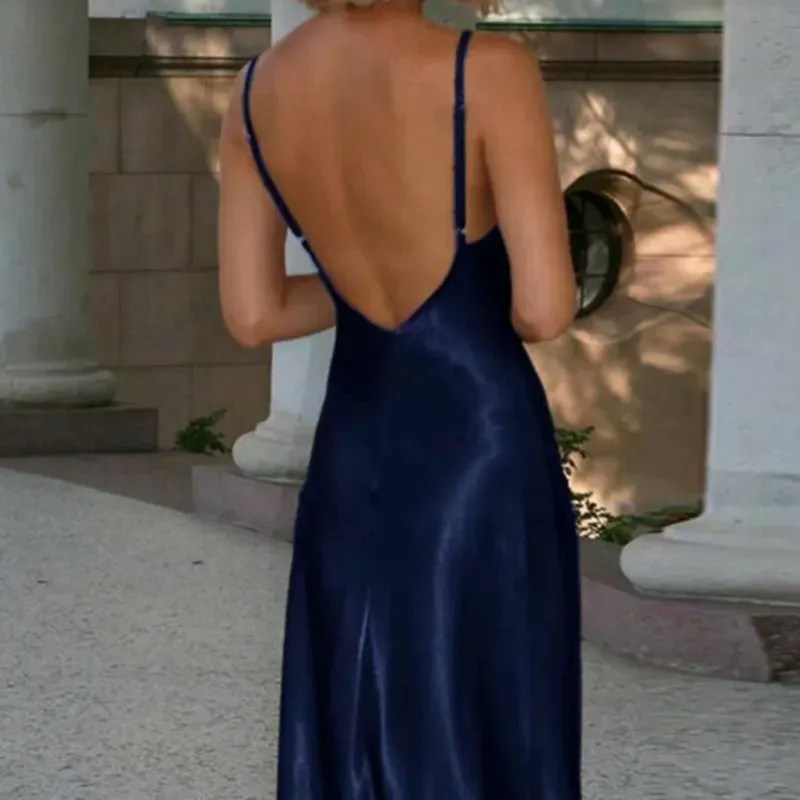 Dress de satén/Azul marino