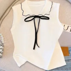 Franclia Top Blanco / Decoración de lazo