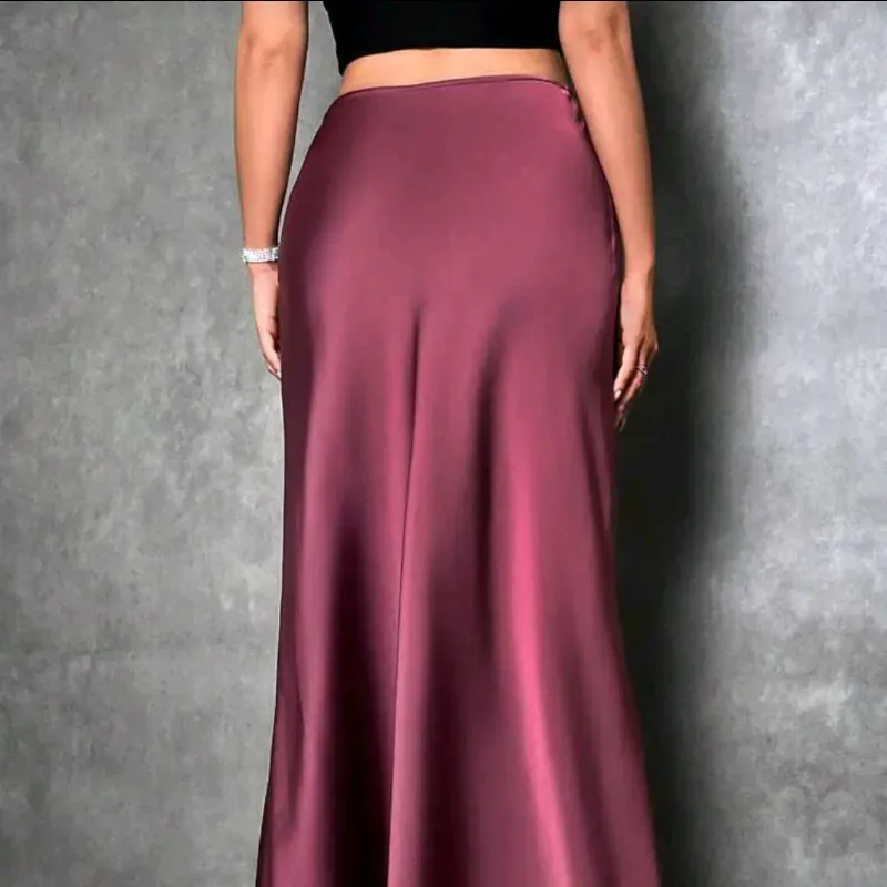 Glamine Falda de satén/Burdeos 