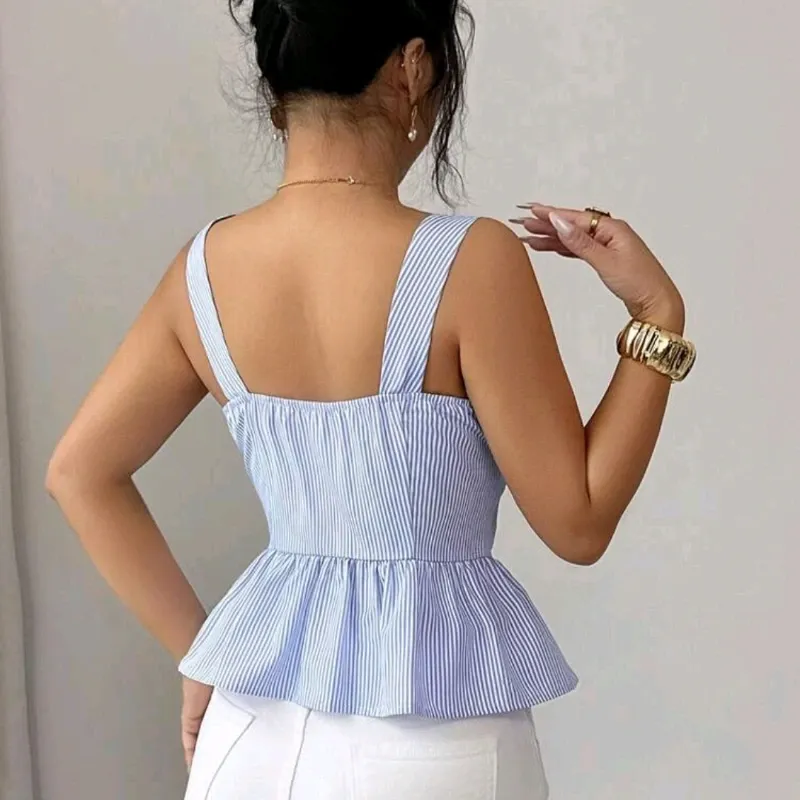 GlowEve Blusa/Rayas y lazo azul