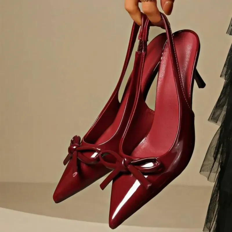 Stiletto de lazo -Rojo Vino