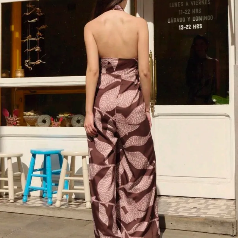 Jumpsuit Halter Cross /Marrón